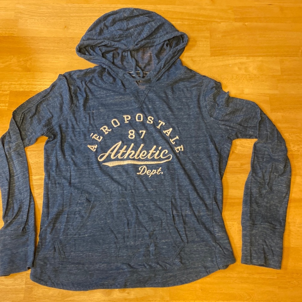 Blue lightweight hooded longsleeve
